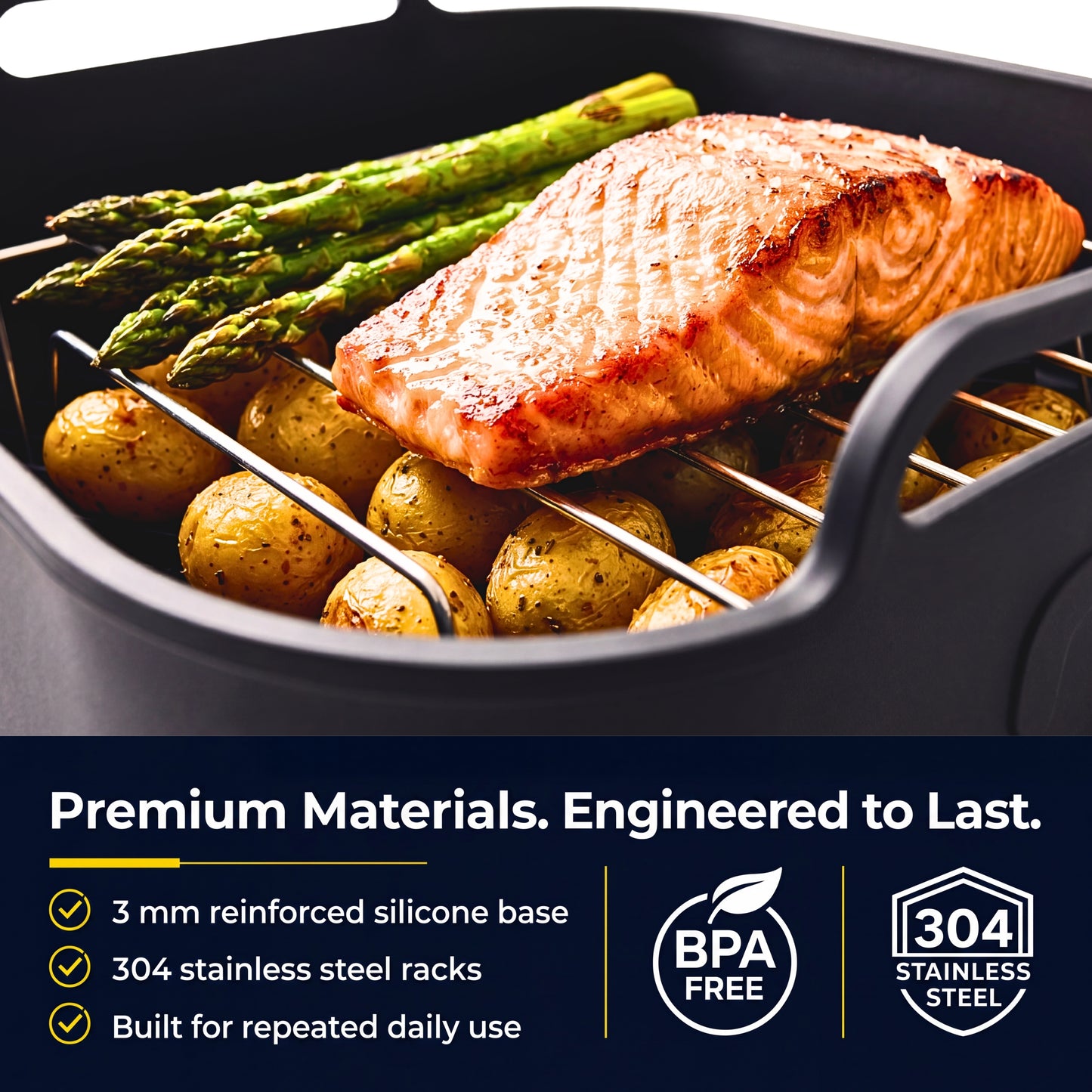 AirFlow Pro™ Air Fryer Silicone Liner + Racks Compatible with Ninja AF140