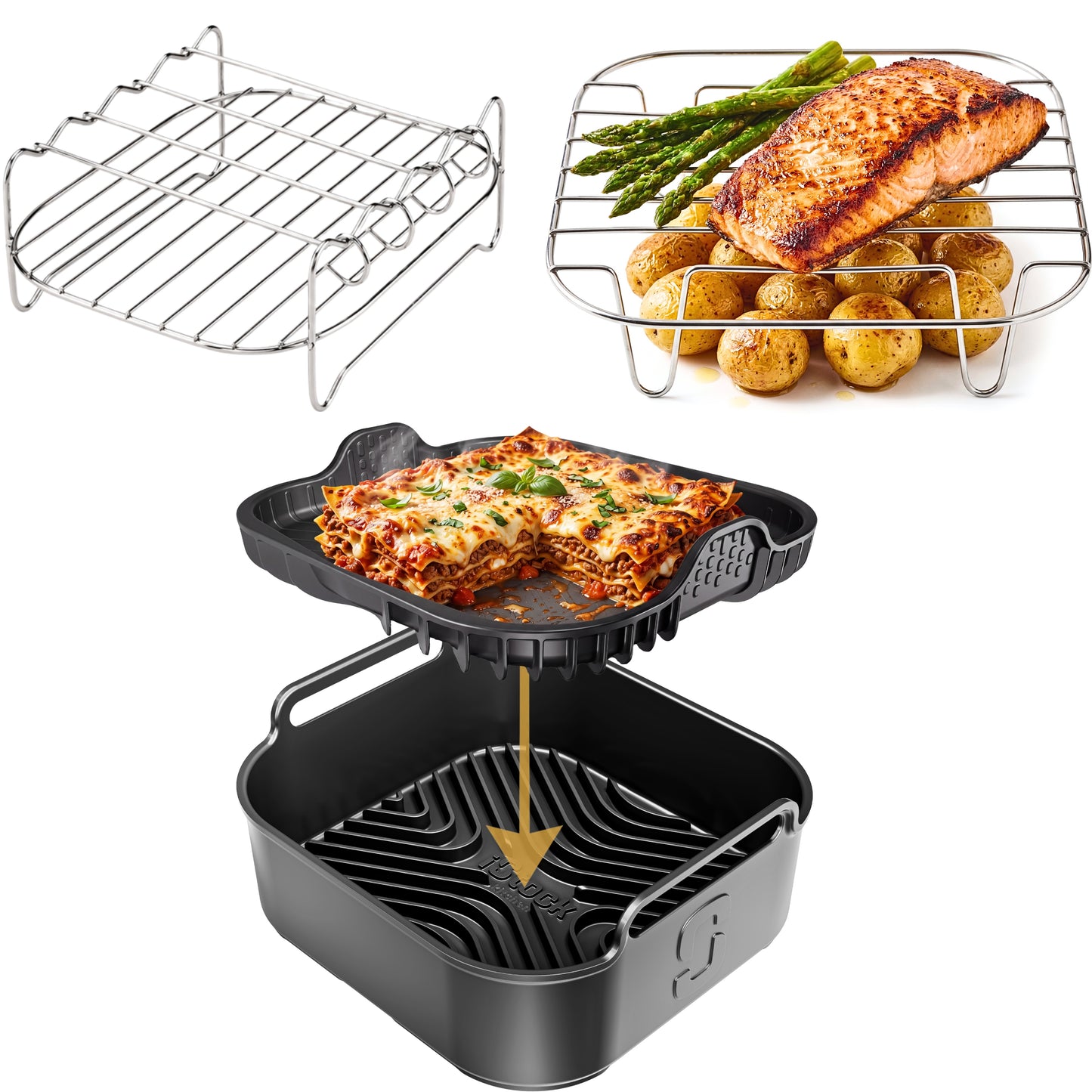 AirFlow Pro™ Air Fryer Silicone Liner + Racks + FlexBase Compatible with Ninja AF180