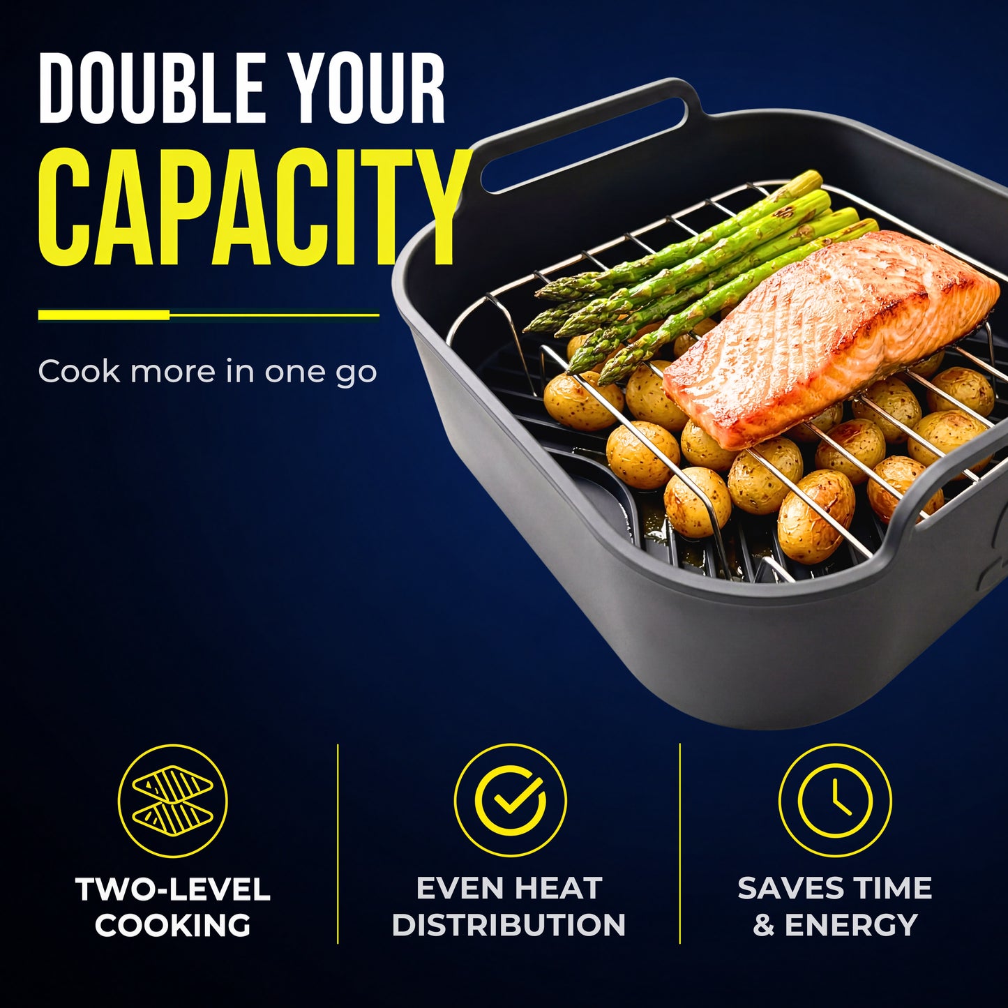 AirFlow Pro™ Air Fryer Silicone Liner + Racks + FlexBase Compatible with Ninja AF180