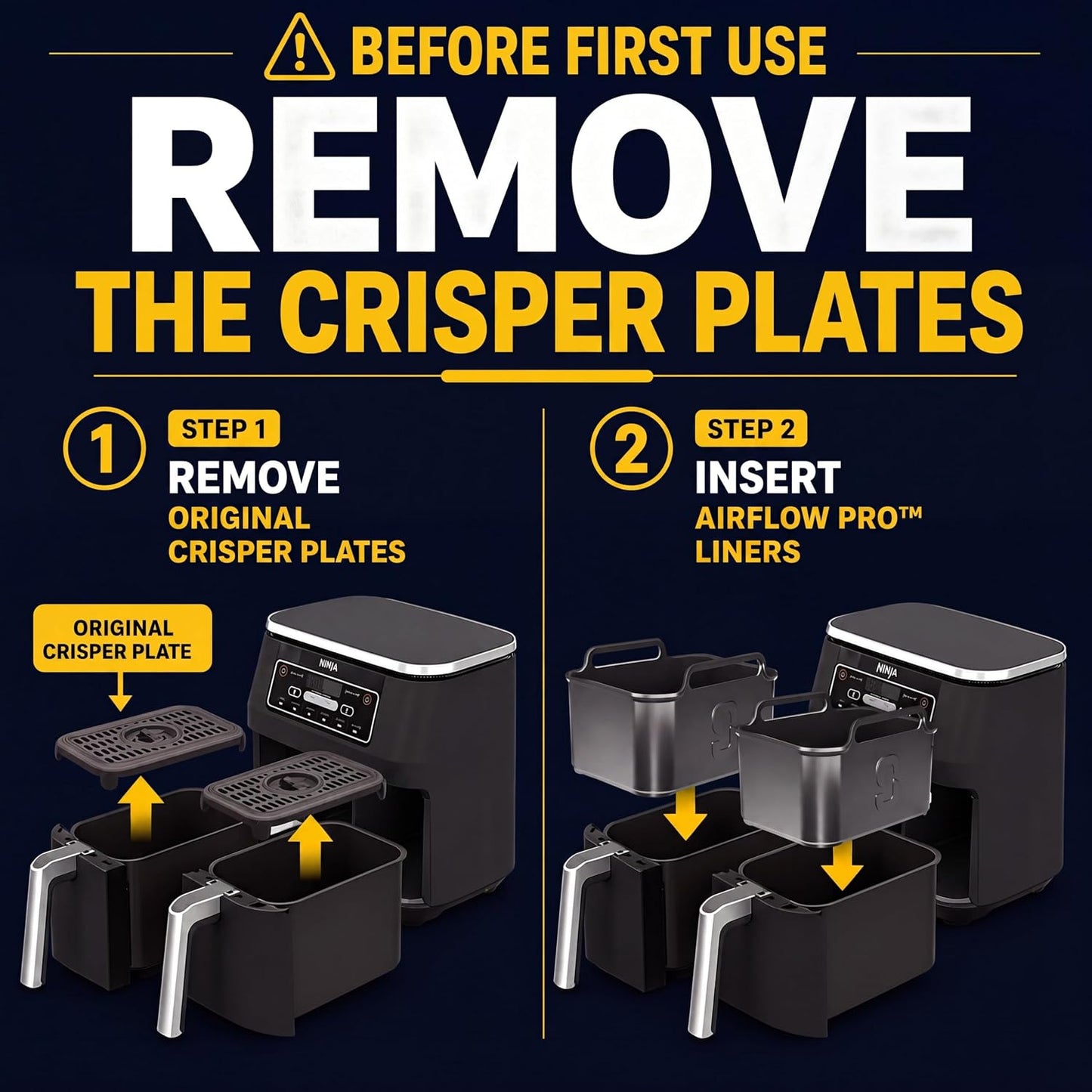 AirFlow Pro™ Air Fryer Silicone Liners + Racks Compatible with Ninja AF200