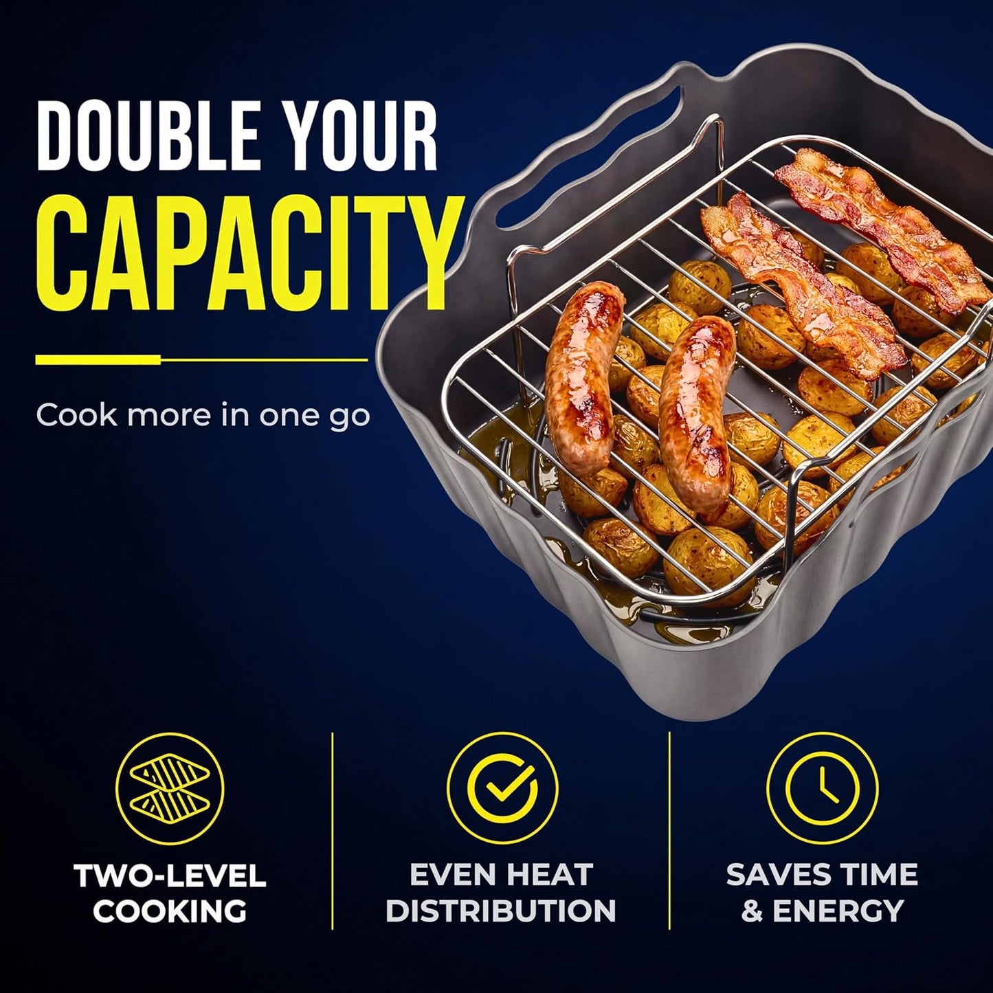 Original™ Air Fryer Silicone Liners + Racks Compatible with Ninja AF200