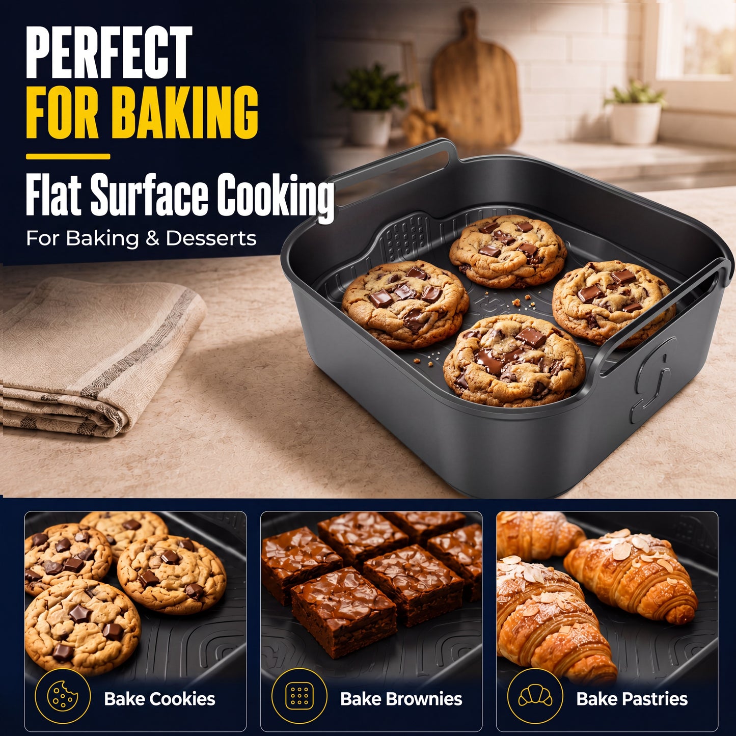 AirFlow Pro™ Air Fryer Silicone Liner + Racks + FlexBase Compatible with Ninja AF180