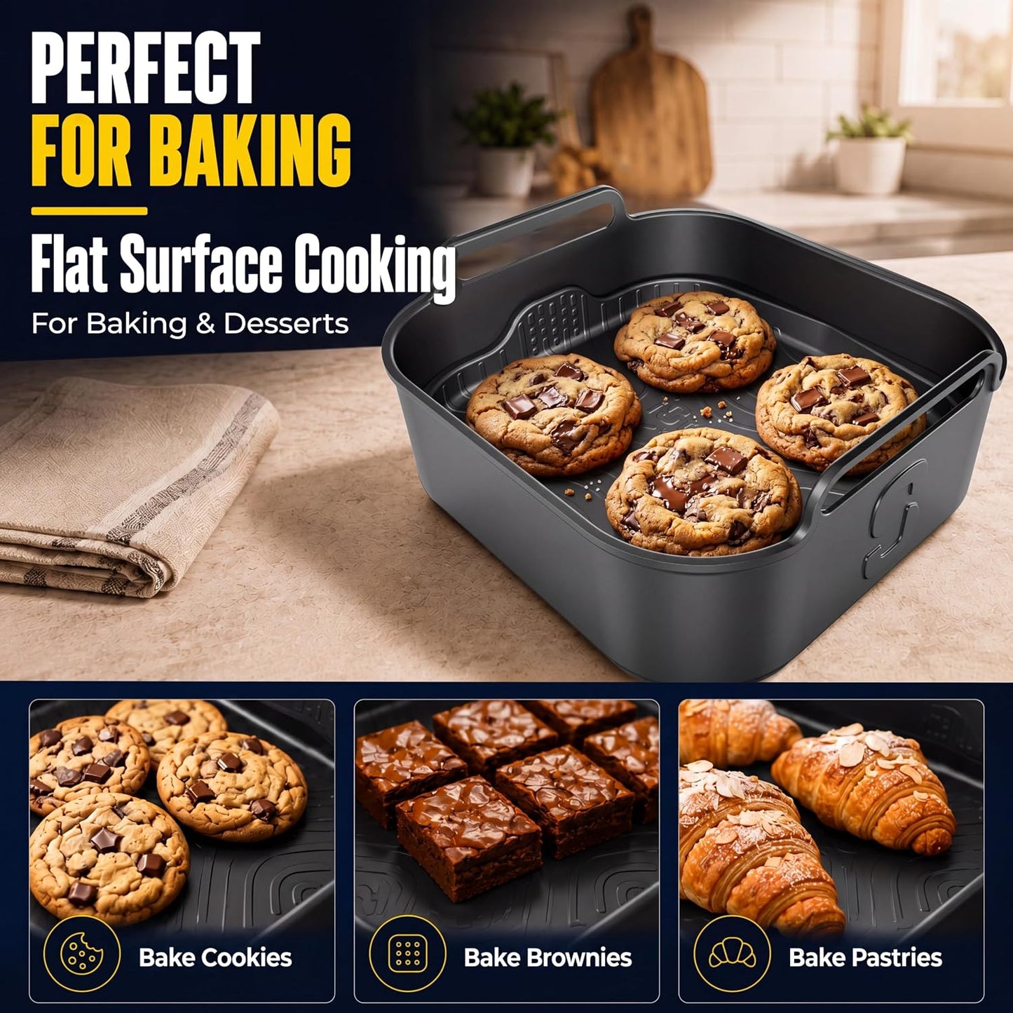 AirFlow Pro™ Air Fryer Silicone Liner + Oil Mat Compatible with Cosori 5.5L