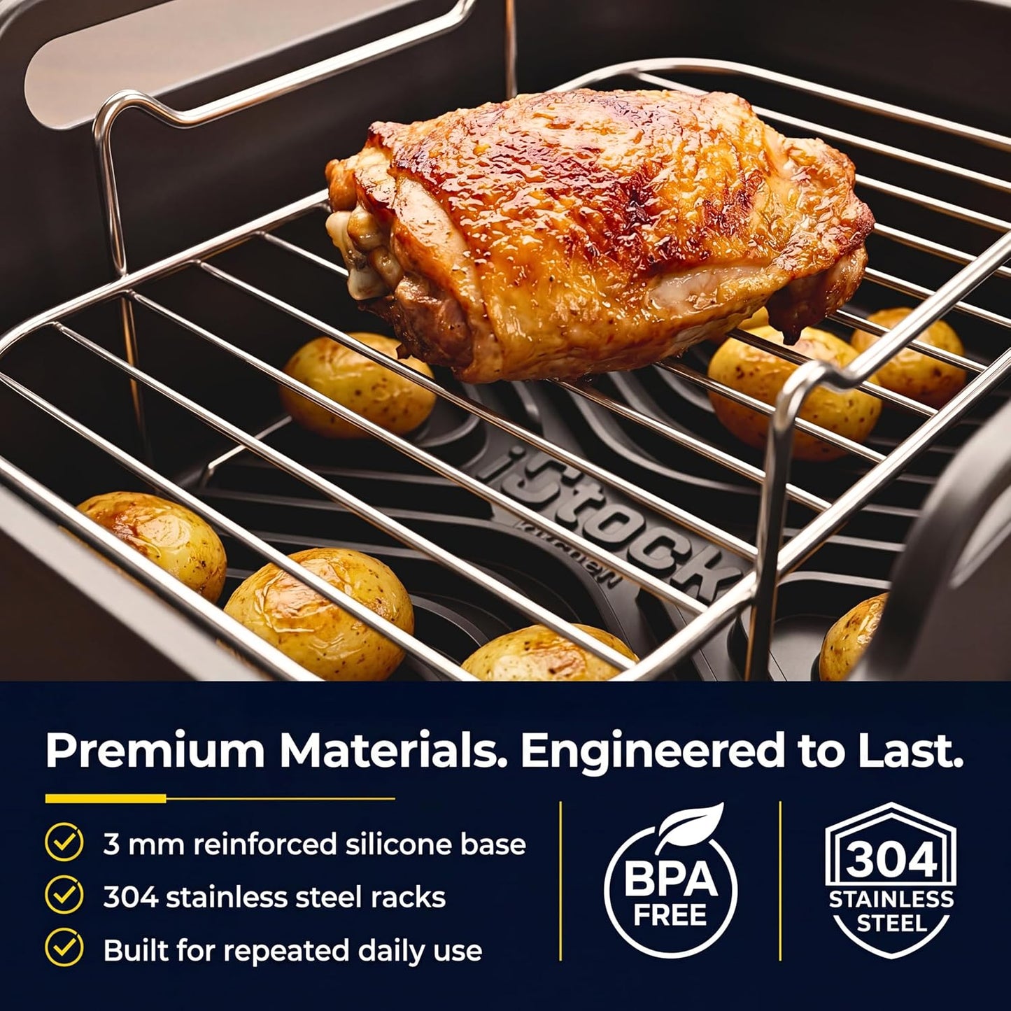 AirFlow Pro™ Air Fryer Silicone Liners + Racks Compatible with Ninja AF300